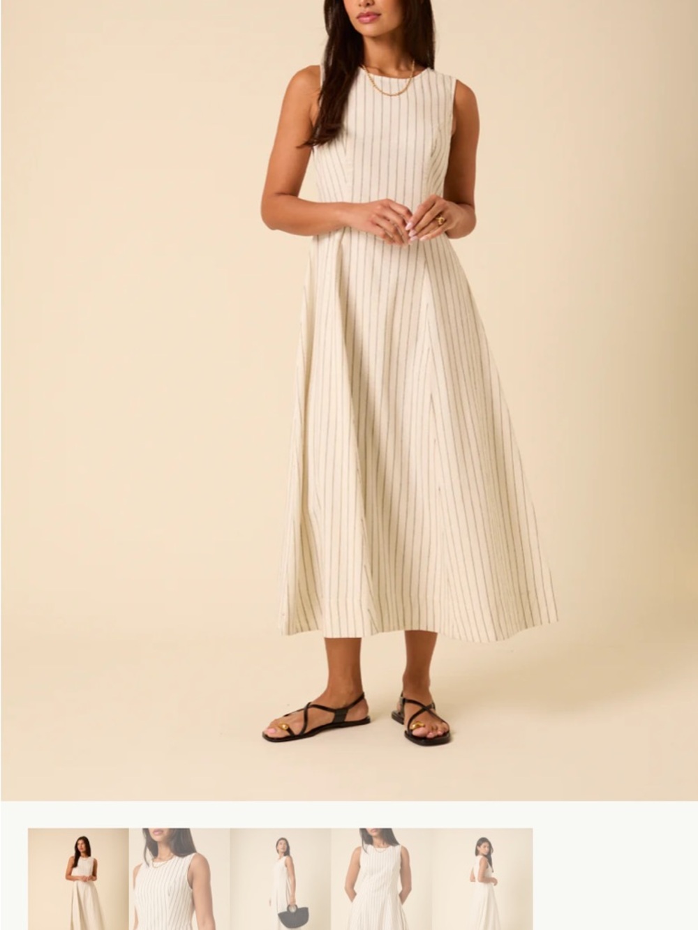 Nobody’s Child Cream Pinstripe Midi Dress